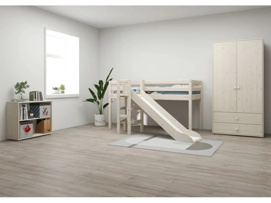Flexa Classic halfhoogslaper m. platform en glijbaan 90x200 whitewash - Afbeelding 6