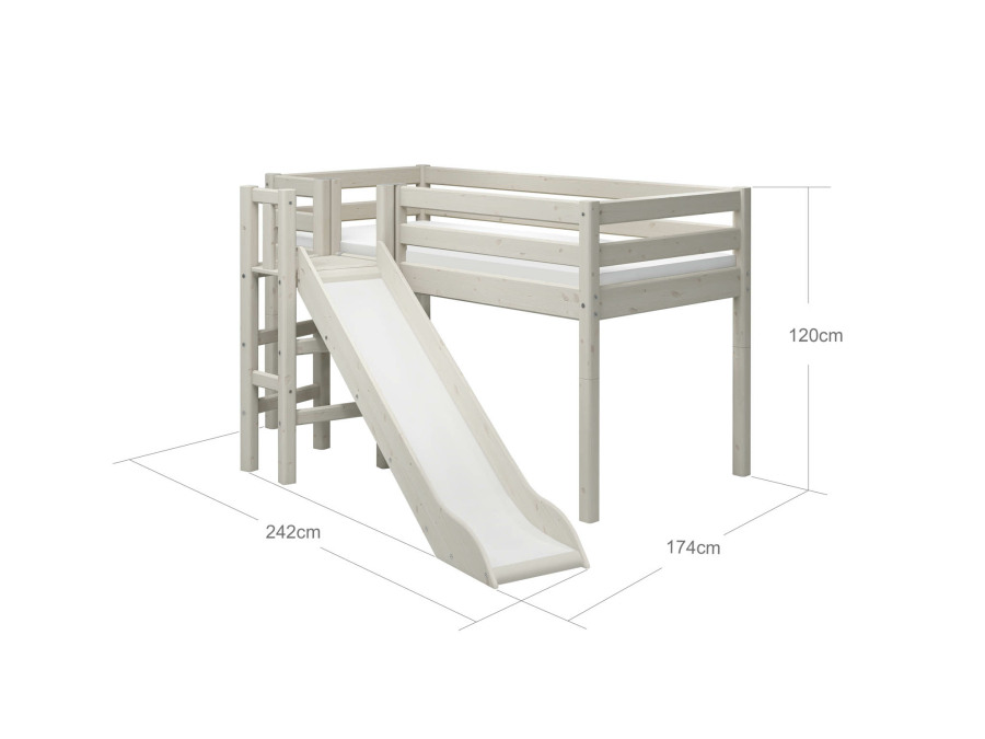 Flexa Classic halfhoogslaper m. platform en glijbaan 90x200 whitewash - Afbeelding 4