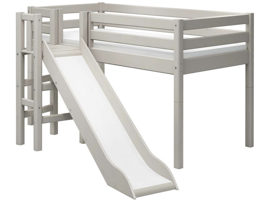 Flexa Classic halfhoogslaper m. platform en glijbaan 90x200 greywash