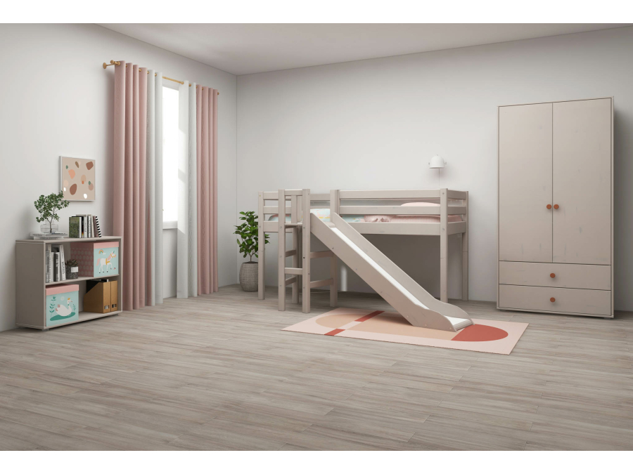 Flexa Classic halfhoogslaper m. platform en glijbaan 90x200 greywash - Afbeelding 6