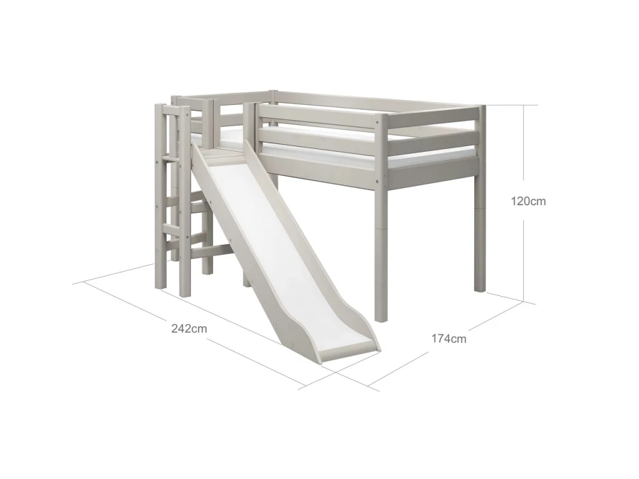 Flexa Classic halfhoogslaper m. platform en glijbaan 90x200 greywash - Afbeelding 4