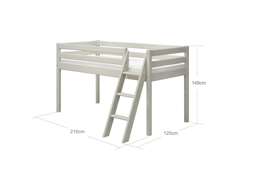 Flexa Classic halfhoogslaper m. schuine ladder 90x200 whitewash - Afbeelding 4