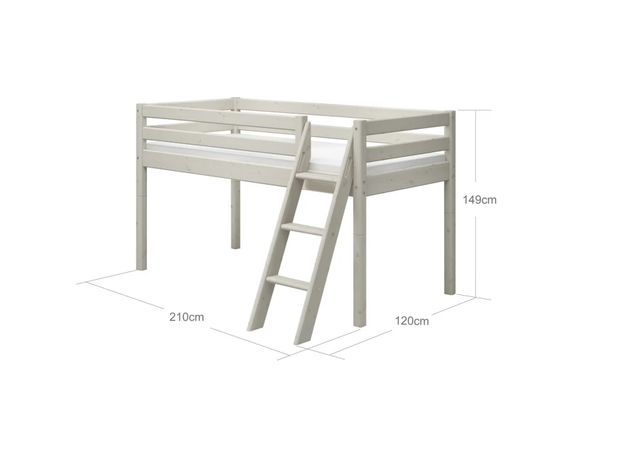 Flexa Classic halfhoogslaper m. schuine ladder 90x200 whitewash - Afbeelding 4