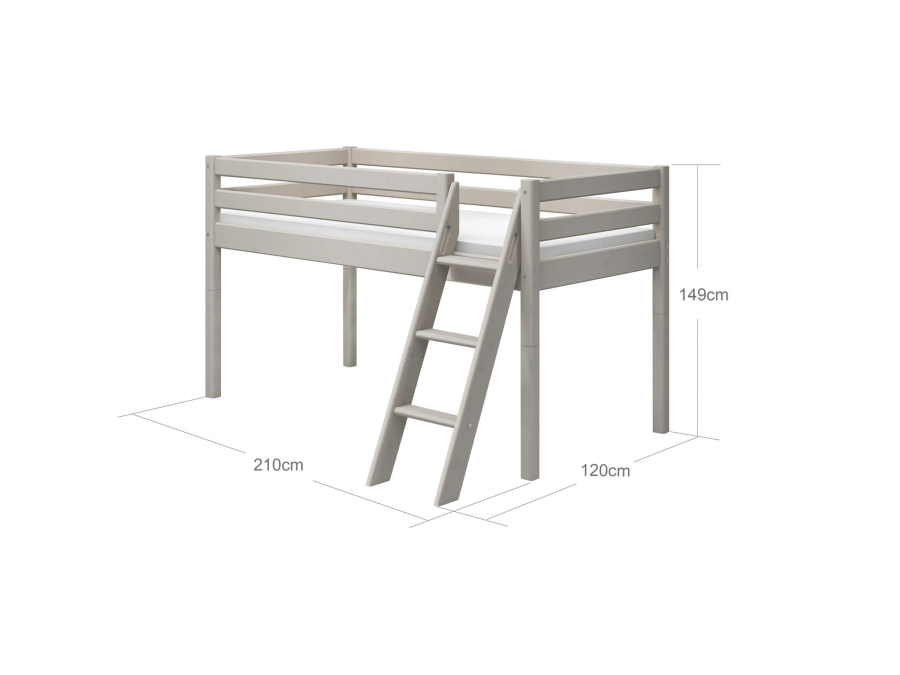 Flexa Classic halfhoogslaper m. schuine ladder 90x200 greywash - Afbeelding 4
