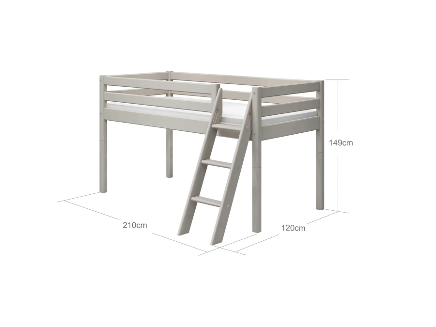 Flexa Classic halfhoogslaper m. schuine ladder 90x200 greywash - Afbeelding 4