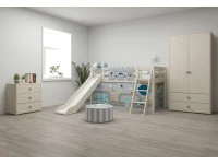 Flexa Classic halfhoogslaper m. glijbaan en schuine ladder 90x200 whitewash - Afbeelding 5