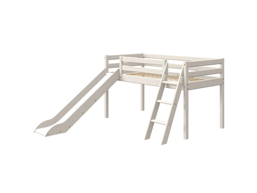 Flexa Classic halfhoogslaper m. glijbaan en schuine ladder 90x200 whitewash - Afbeelding 3