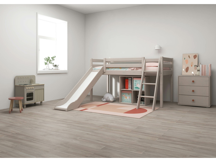 Flexa Classic halfhoogslaper m. glijbaan en schuine ladder 90x200 greywash - Afbeelding 6