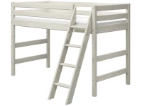 Flexa Classic verhoogde halfhoogslaper m. schuine ladder 90x200 whitewash