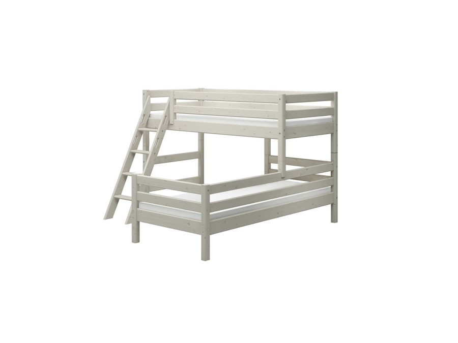Flexa Classic hoekstapelbed m. schuine ladder 90x200 whitewash - Afbeelding 2