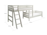 Flexa Classic hoekstapelbed m. schuine ladder 90x200 whitewash - Afbeelding 6
