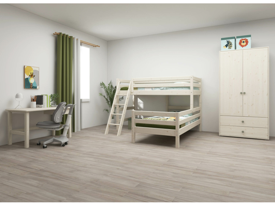 Flexa Classic hoekstapelbed m. schuine ladder 90x200 whitewash - Afbeelding 7