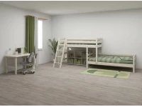 Flexa Classic hoekstapelbed m. schuine ladder 90x200 whitewash - Afbeelding 8