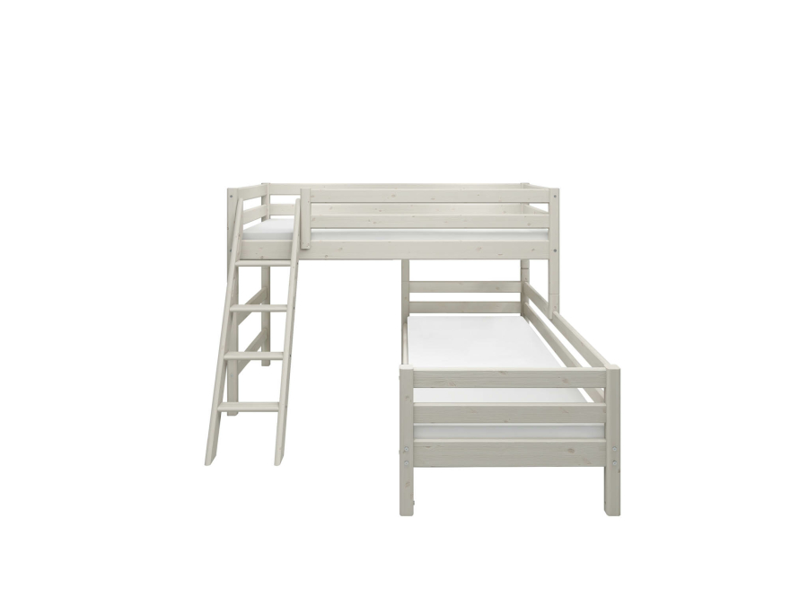 Flexa Classic hoekstapelbed m. schuine ladder 90x200 whitewash - Afbeelding 3