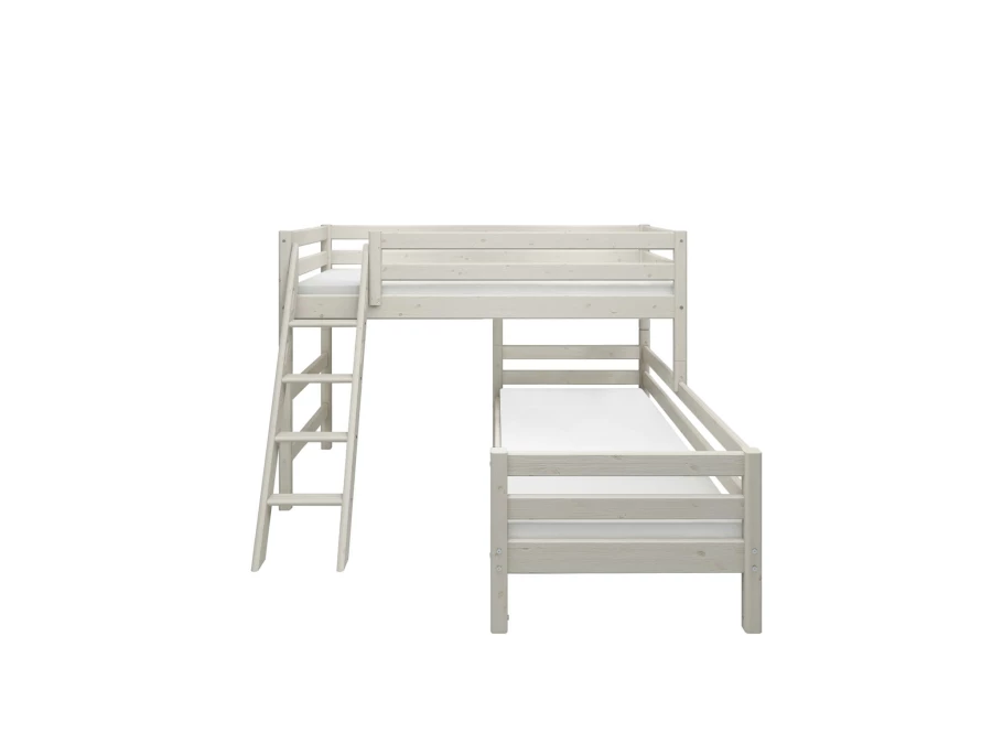 Flexa Classic hoekstapelbed m. schuine ladder 90x200 whitewash - Afbeelding 3
