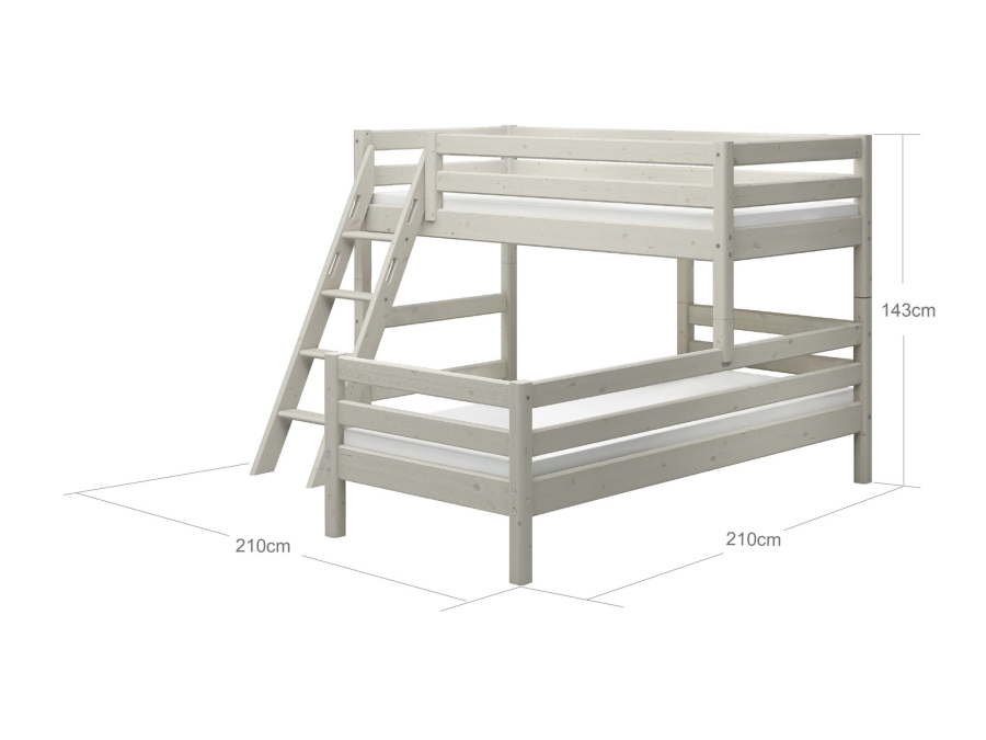 Flexa Classic hoekstapelbed m. schuine ladder 90x200 whitewash - Afbeelding 4