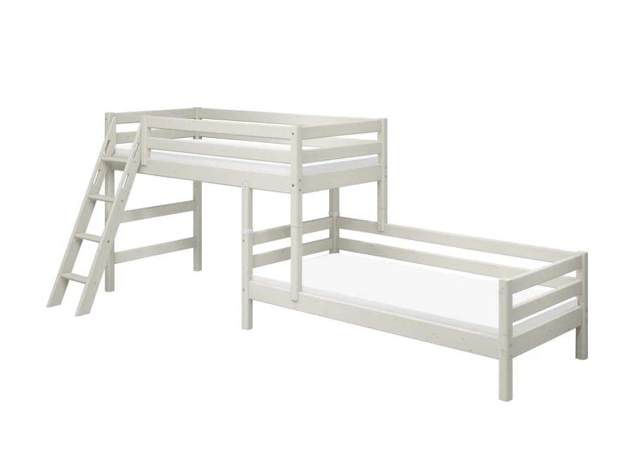 Flexa Classic hoekstapelbed m. schuine ladder 90x200 whitewash - Afbeelding 5