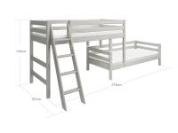 Flexa Classic hoekstapelbed m. schuine ladder 90x200 greywash - Afbeelding 6