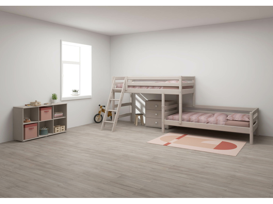 Flexa Classic hoekstapelbed m. schuine ladder 90x200 greywash - Afbeelding 8
