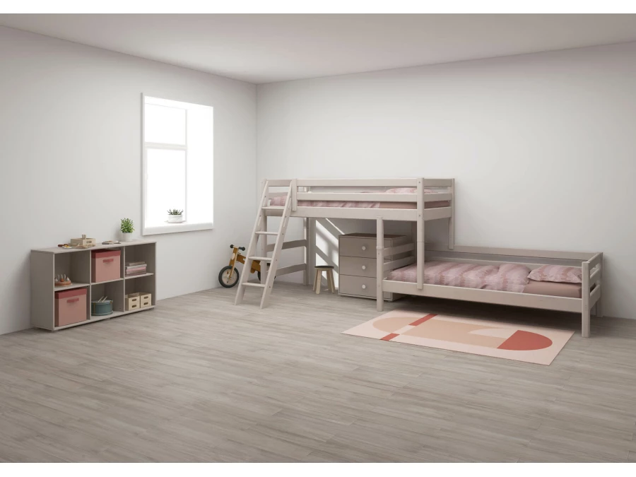 Flexa Classic hoekstapelbed m. schuine ladder 90x200 greywash - Afbeelding 8