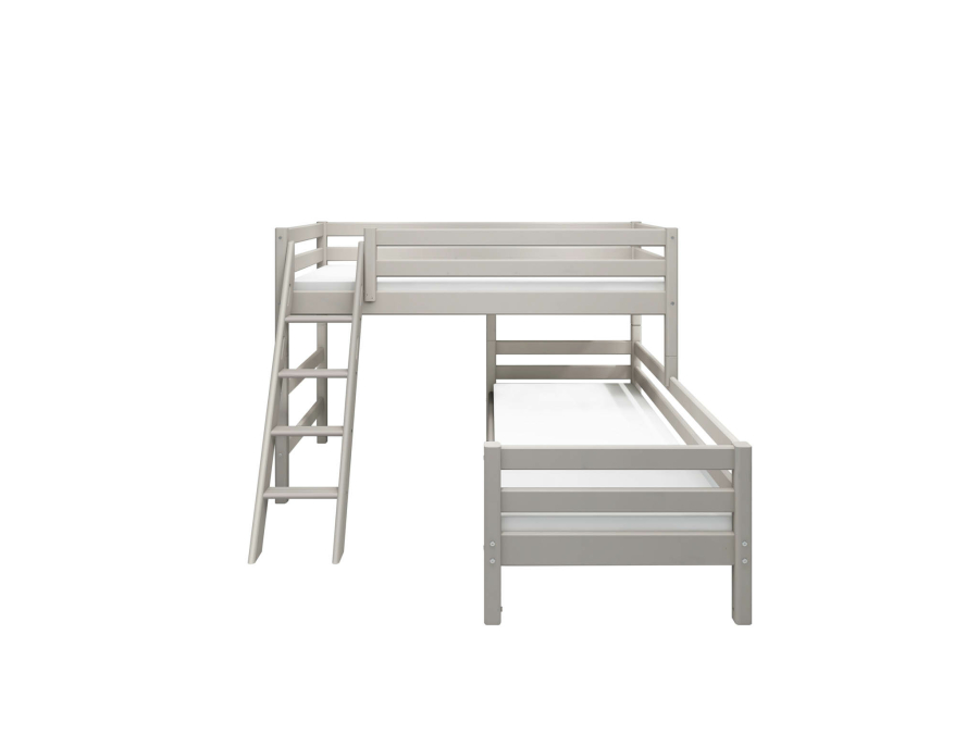 Flexa Classic hoekstapelbed m. schuine ladder 90x200 greywash - Afbeelding 3