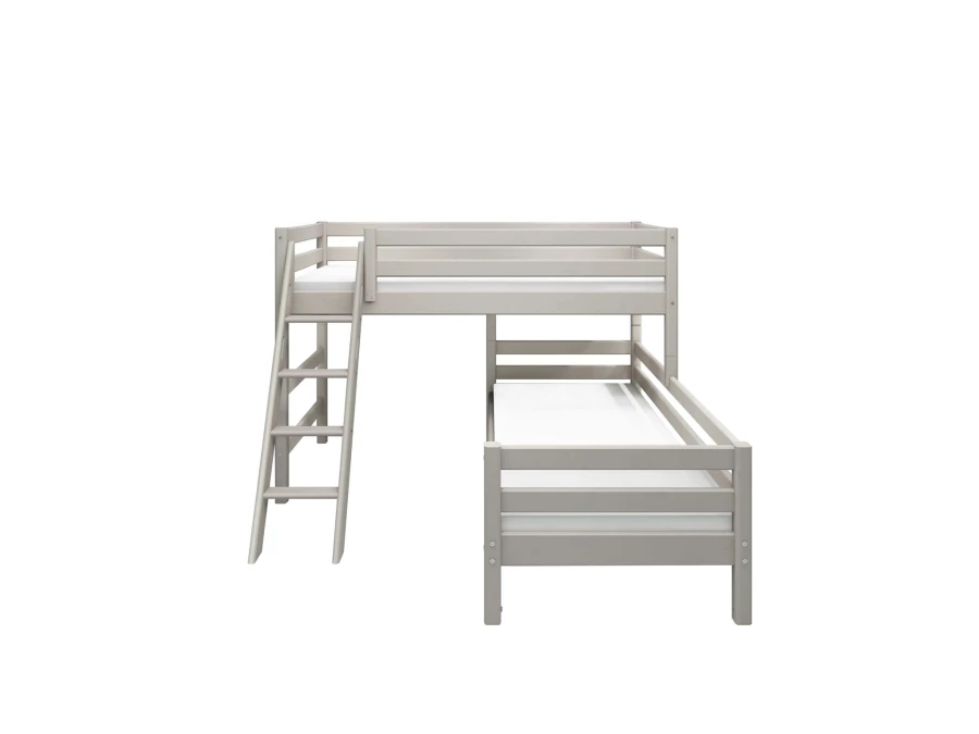 Flexa Classic hoekstapelbed m. schuine ladder 90x200 greywash - Afbeelding 3