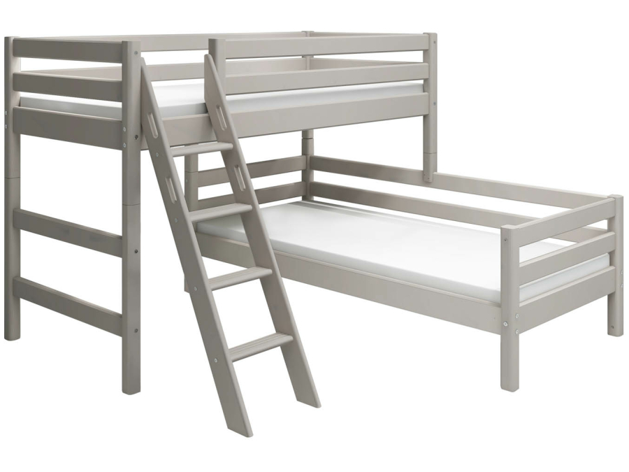 Flexa Classic hoekstapelbed m. schuine ladder 90x200 greywash
