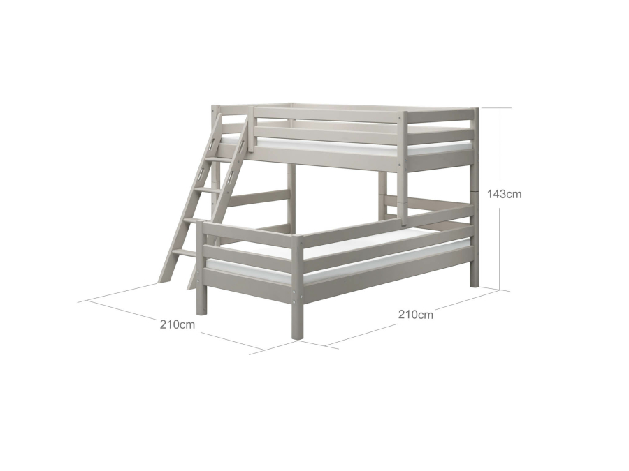Flexa Classic hoekstapelbed m. schuine ladder 90x200 greywash - Afbeelding 4