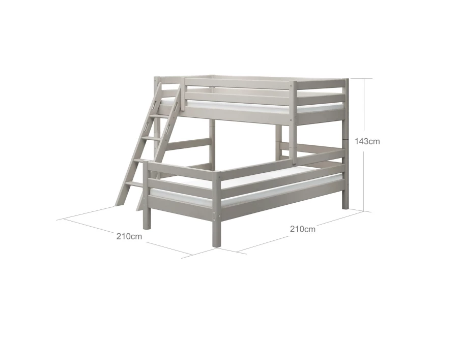 Flexa Classic hoekstapelbed m. schuine ladder 90x200 greywash - Afbeelding 4