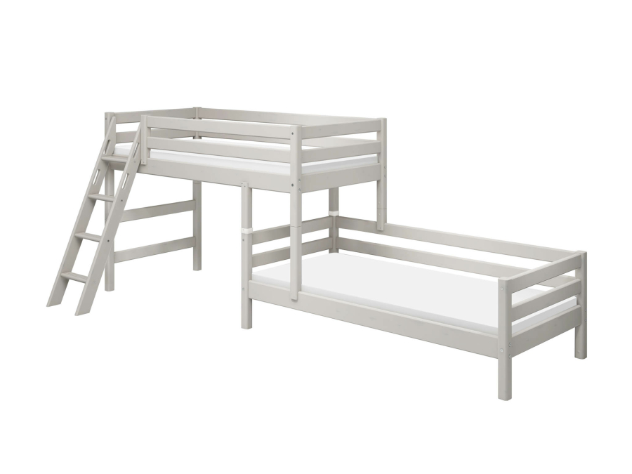 Flexa Classic hoekstapelbed m. schuine ladder 90x200 greywash - Afbeelding 5