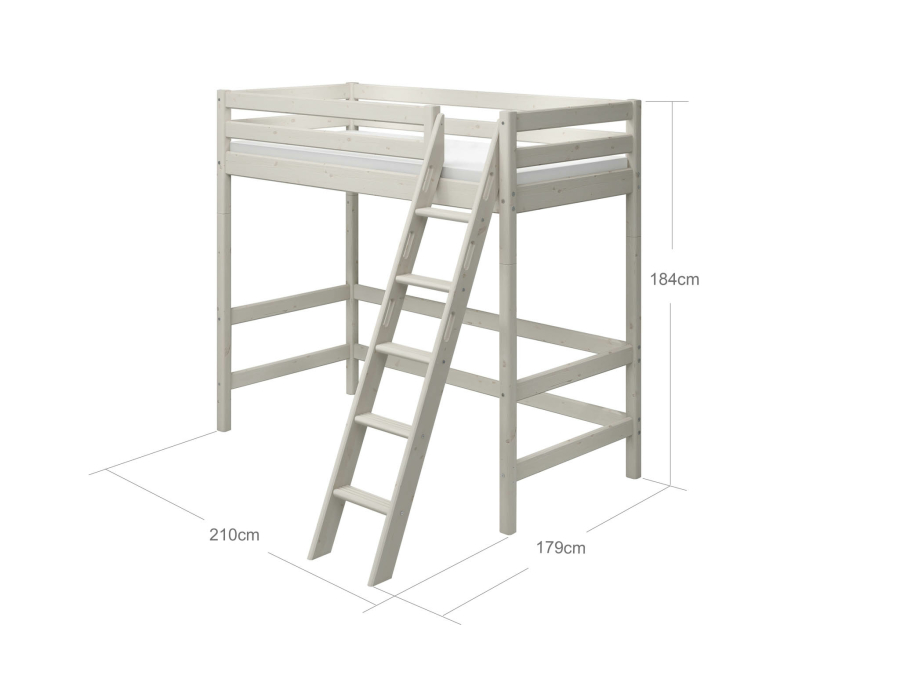 Flexa Classic hoogslaper met schuine ladder 90x200 whitewash - Afbeelding 4