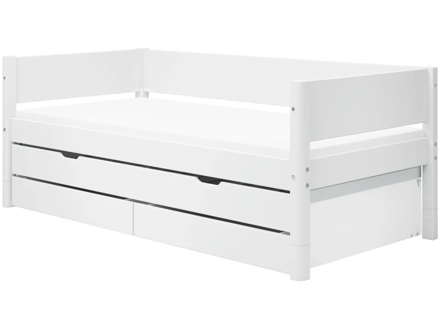 Flexa White Bedbank met onderschuifbed en 2 opberglades
