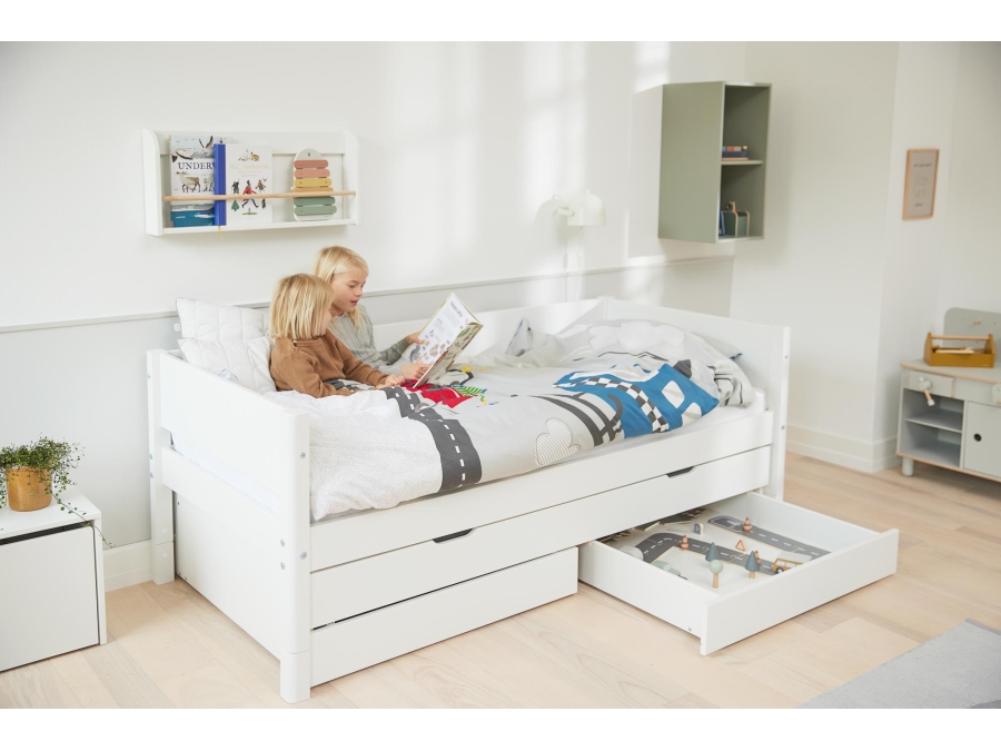 Flexa White Bedbank met onderschuifbed en 2 opberglades - Afbeelding 7