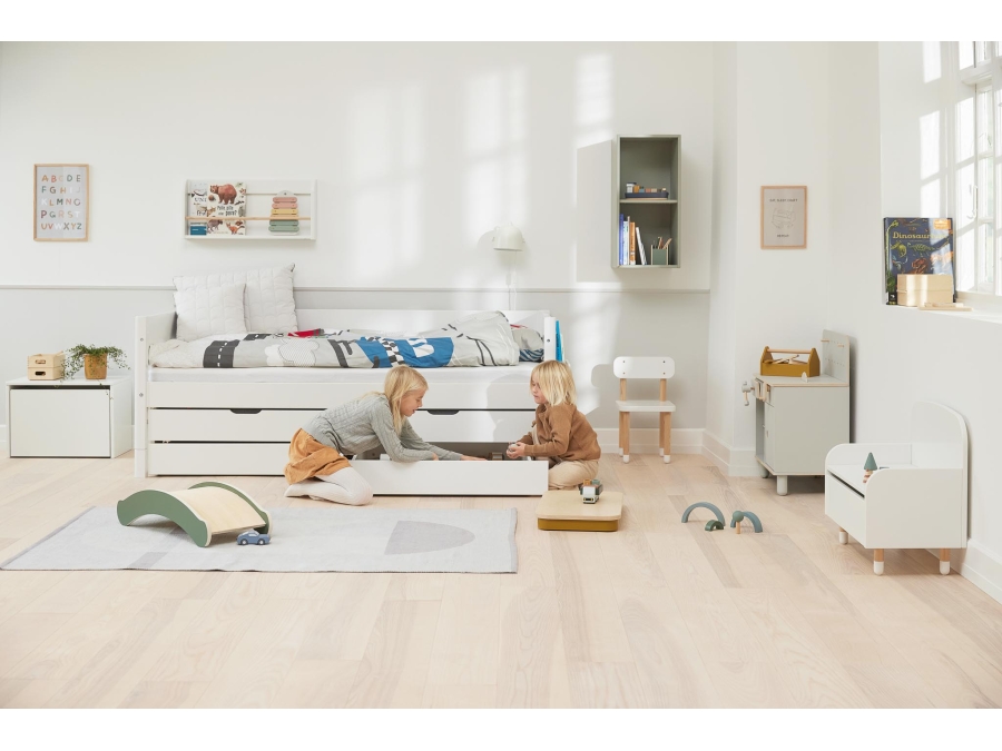 Flexa White Bedbank met onderschuifbed en 2 opberglades - Afbeelding 8