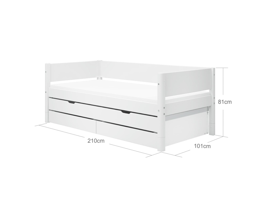 Flexa White Bedbank met onderschuifbed en 2 opberglades - Afbeelding 5
