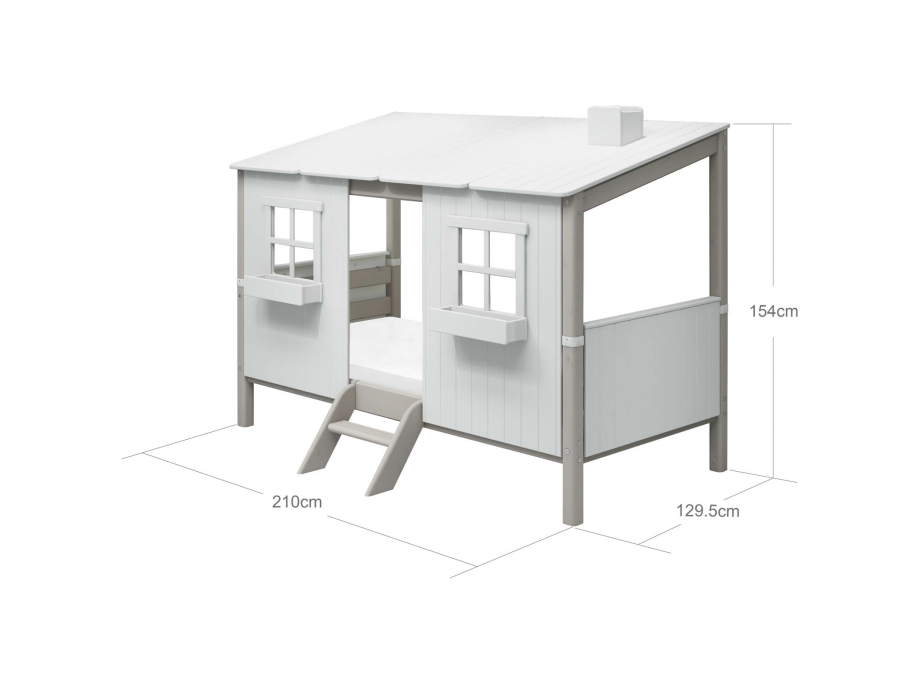 Flexa Classic 1/1 huisbed 90x200 greywash - Afbeelding 4