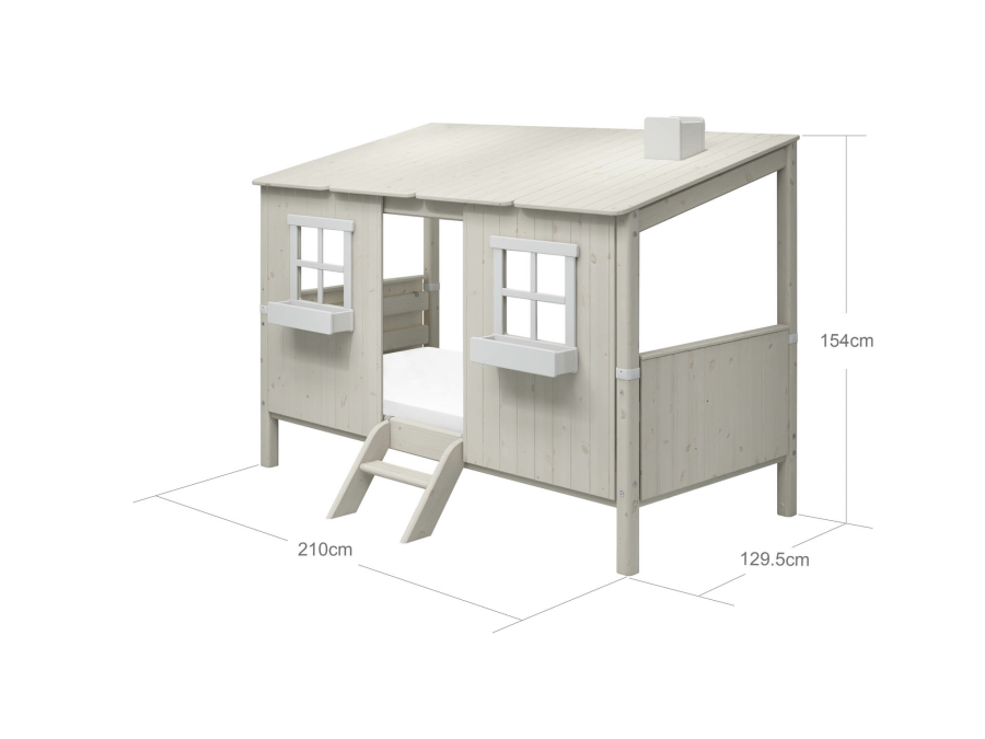 Flexa Classic 1/1 huisbed 90x200 whitewash - Afbeelding 4