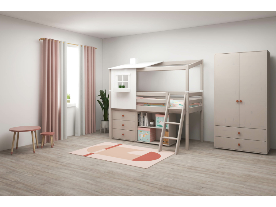 Flexa Classic halfhoogslaper m. 1/2 huis 90x200 greywash - Afbeelding 6