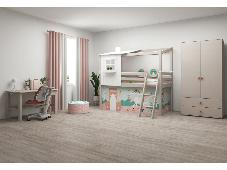 Flexa Classic halfhoogslaper m. 1/2 huis 90x200 greywash - Afbeelding 5