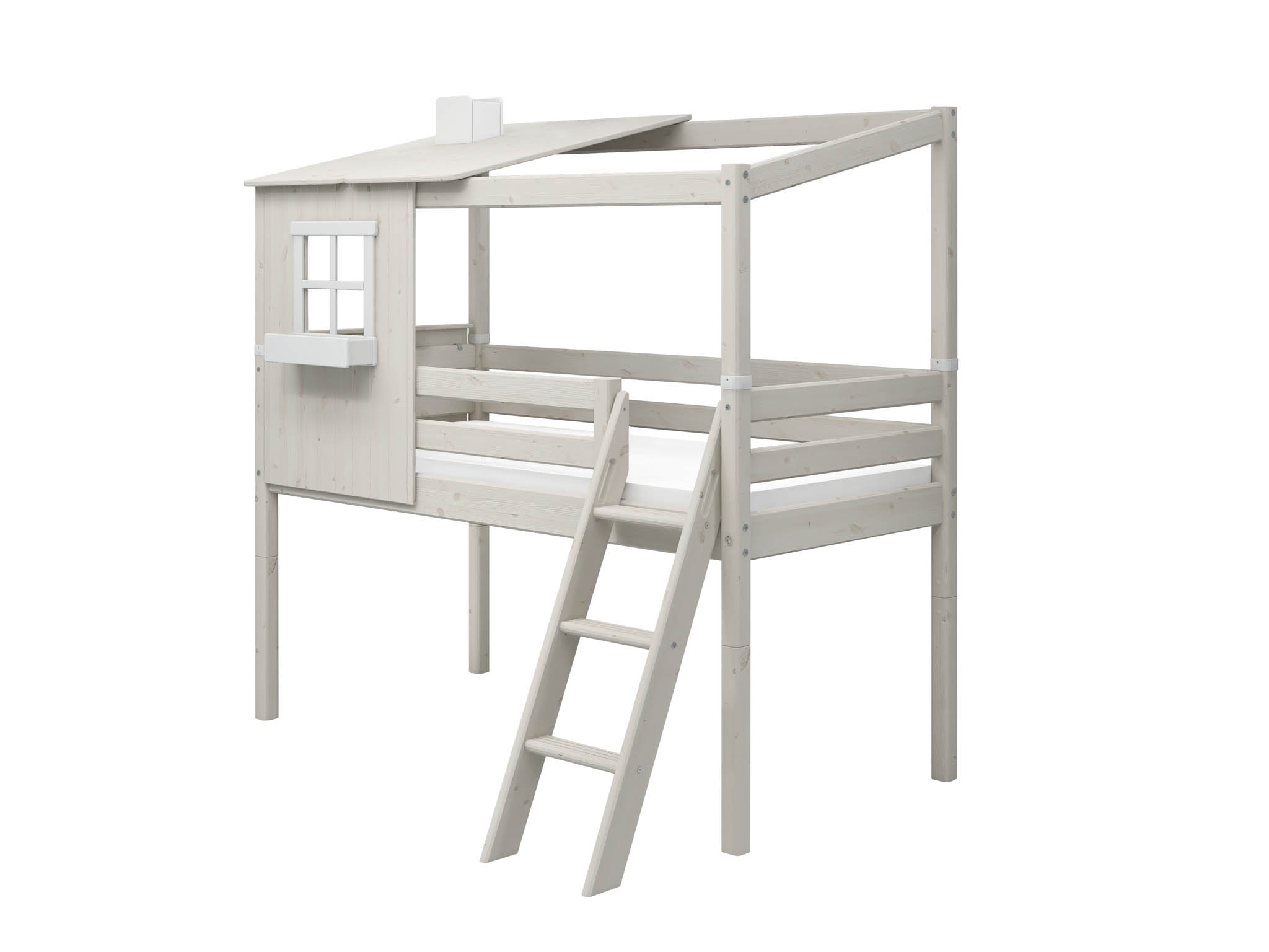 Flexa Classic halfhoogslaper m. 1/2 huis 90x200 whitewash