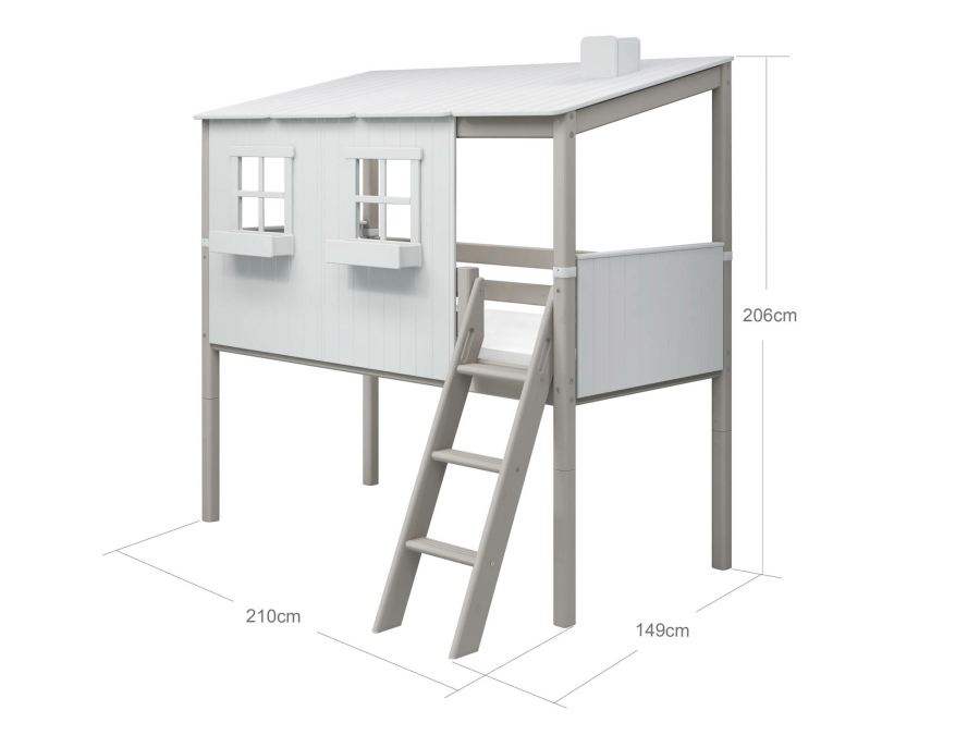 Flexa Classic halfhoogslaper m. 1/1 huis 90x200 greywash - Afbeelding 4