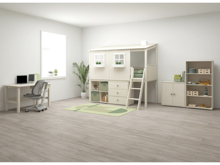Flexa Classic halfhoogslaper m. 1/1 huis 90x200 whitewash - Afbeelding 7