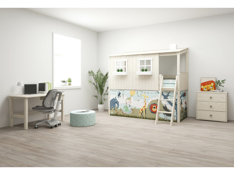 Flexa Classic halfhoogslaper m. 1/1 huis 90x200 whitewash - Afbeelding 6