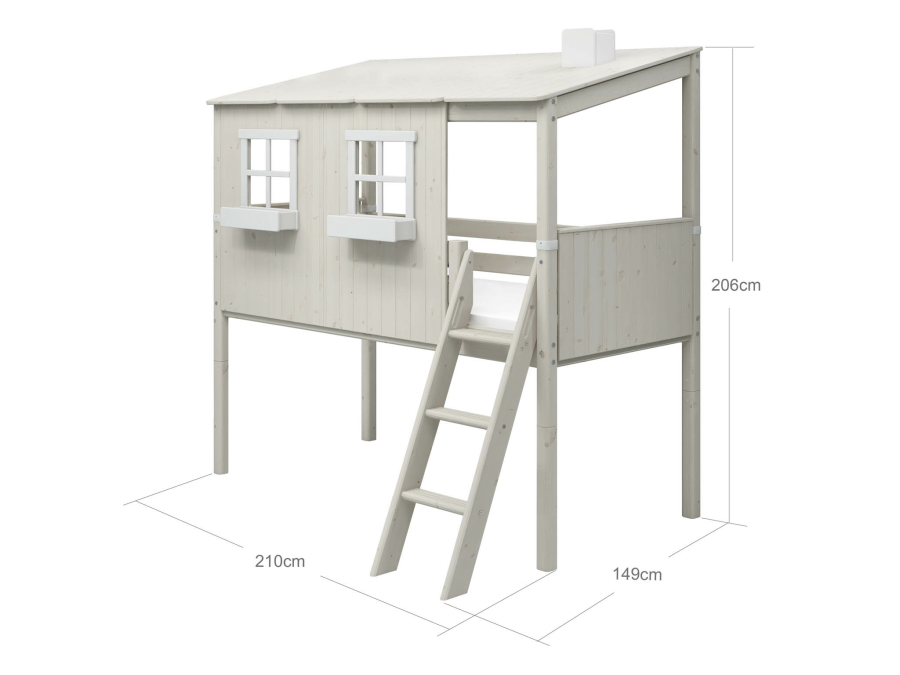Flexa Classic halfhoogslaper m. 1/1 huis 90x200 whitewash - Afbeelding 4