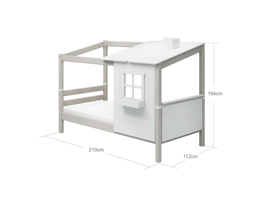 Flexa Classic 1/2 huisbed 90x200 greywash - Afbeelding 4