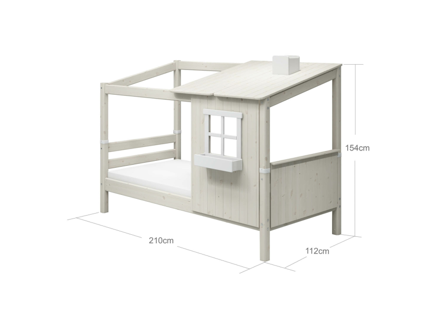 Flexa Classic 1/2 huisbed 90x200 whitewash - Afbeelding 4