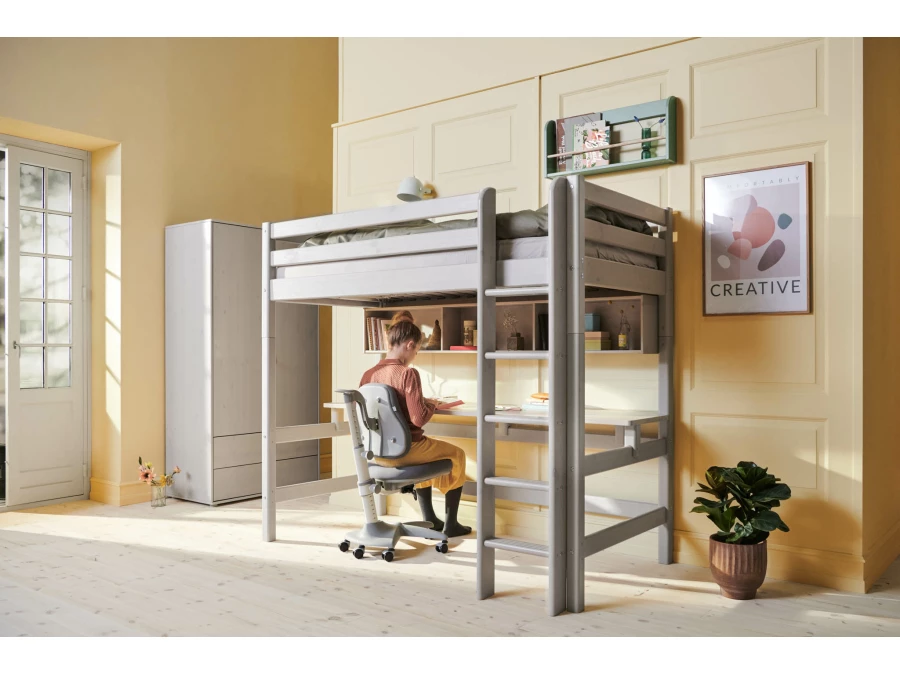 Flexa Classic hoogslaper met rechte ladder en bureau 90x200 greywash - Afbeelding 5