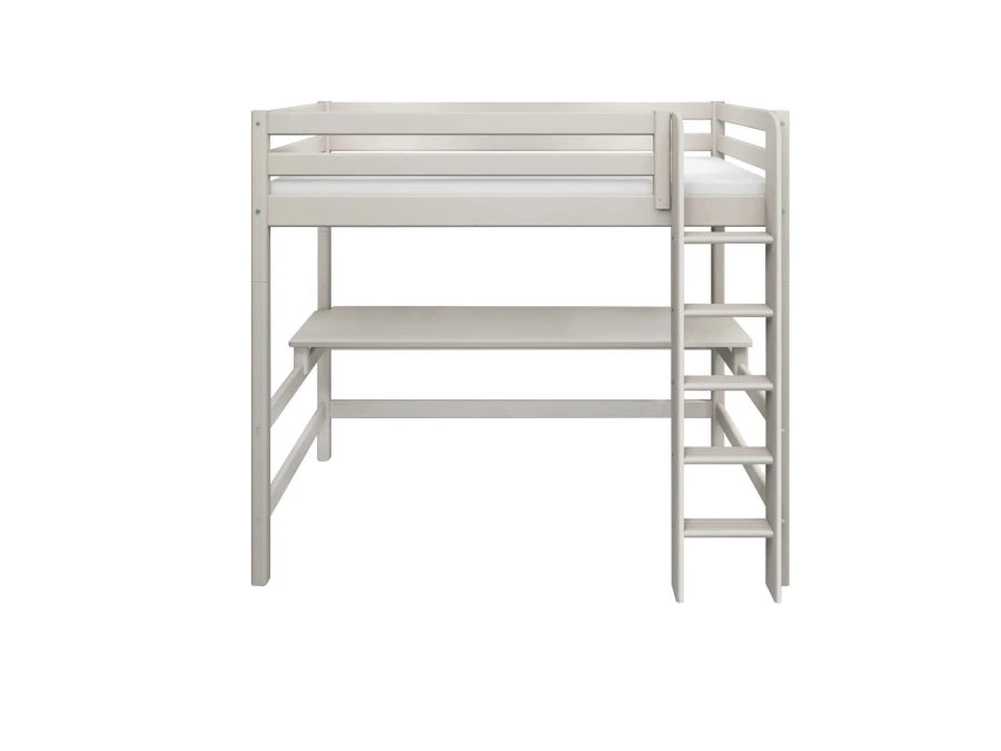 Flexa Classic hoogslaper met rechte ladder en bureau 90x200 greywash - Afbeelding 2