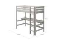 Flexa Classic hoogslaper met rechte ladder en bureau 90x200 greywash - Afbeelding 4