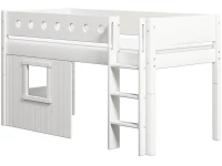 Flexa White boomhut halfhoogslaper rechte ladder - wit